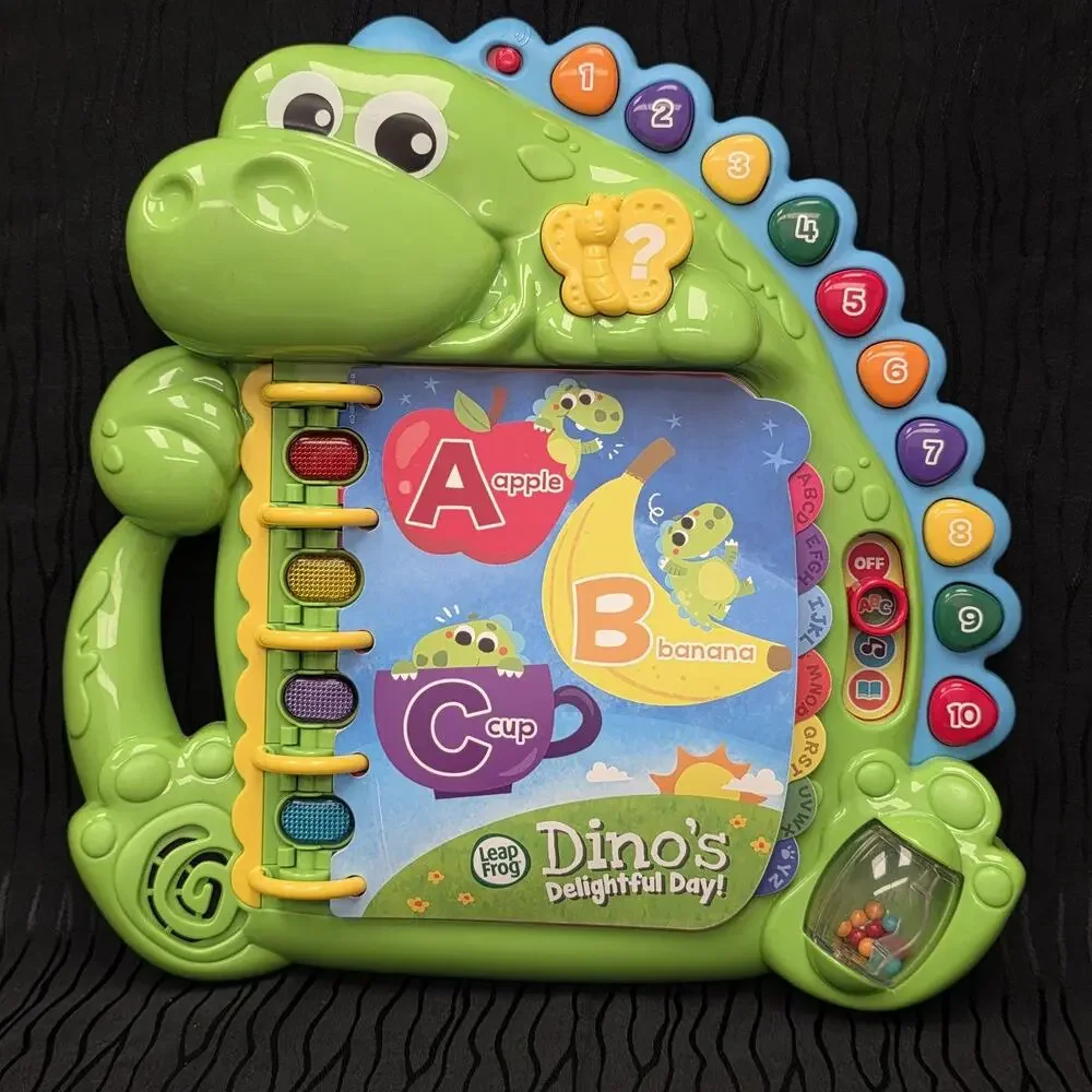 LeapFrog Dino’s Delightful Day Interactive Learning Book Alphabet Numbers Toy Te